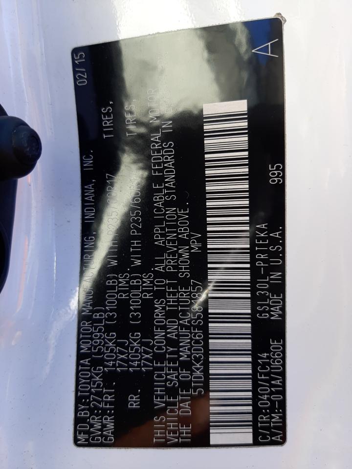 5TDKK3DC6FS581857 2015 Toyota Sienna Le