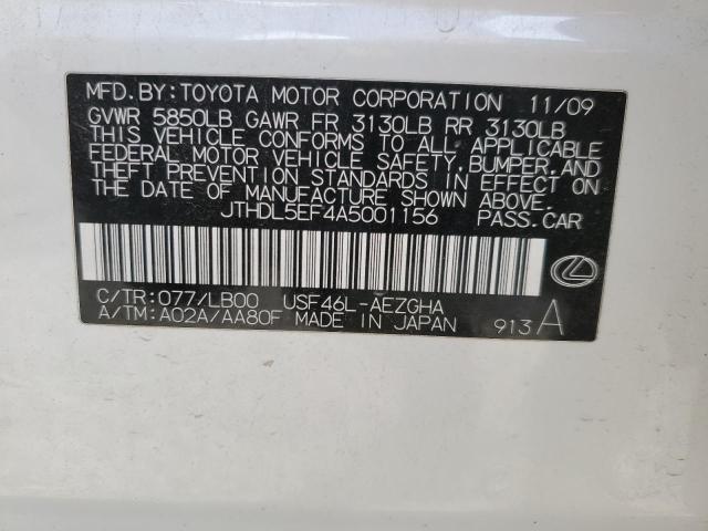 JTHDL5EF4A5001156 2010 Lexus Ls 460L