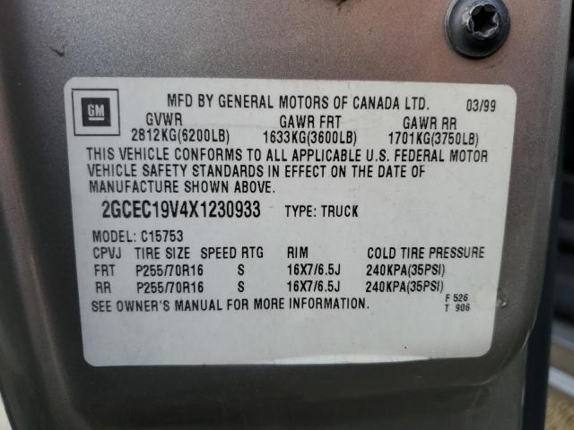 1999 Chevrolet Silverado C1500 VIN: 2GCEC19V4X1230933 Lot: 38650694