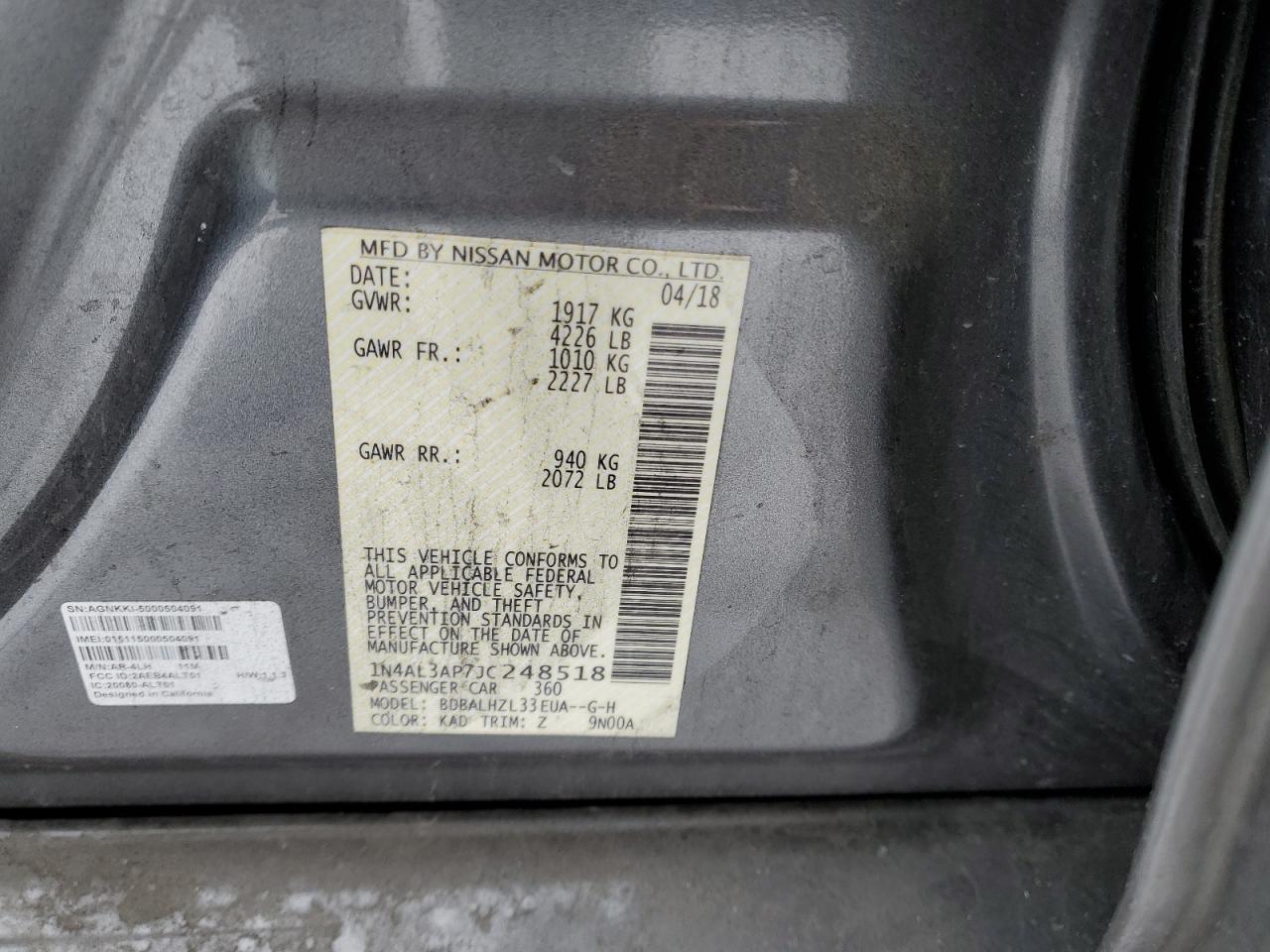 1N4AL3AP7JC248518 NISSAN ALTIMA 2018