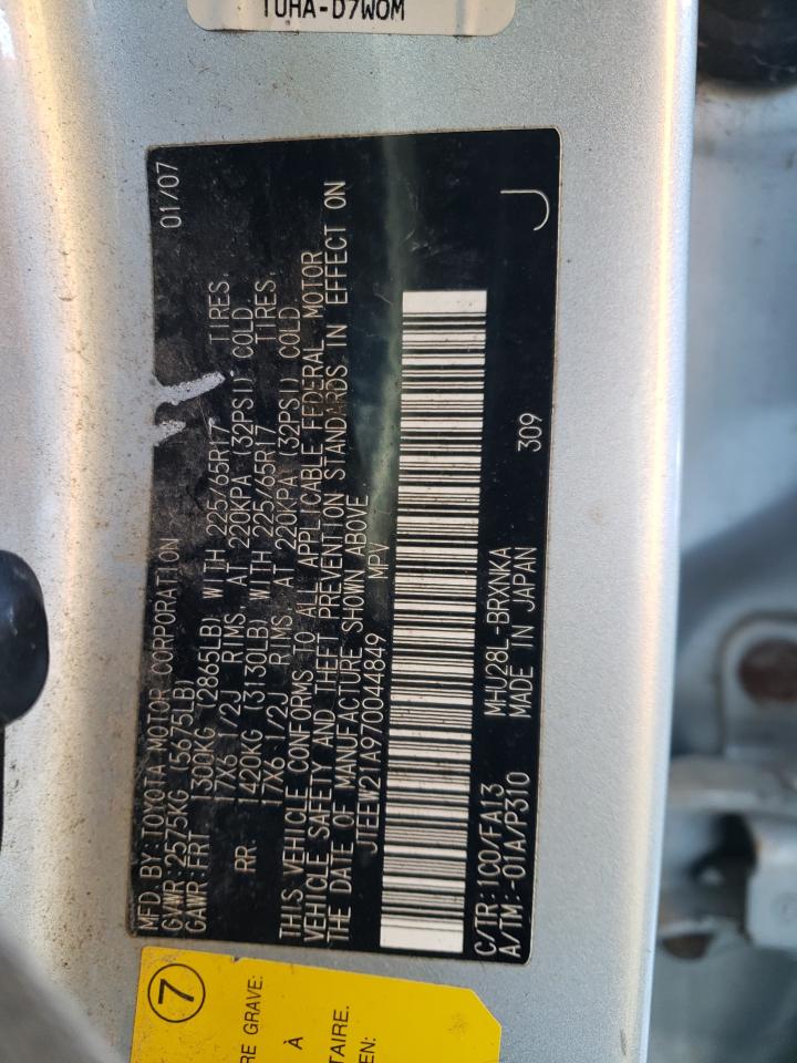 JTEEW21A970044849 2007 Toyota Highlander Hybrid
