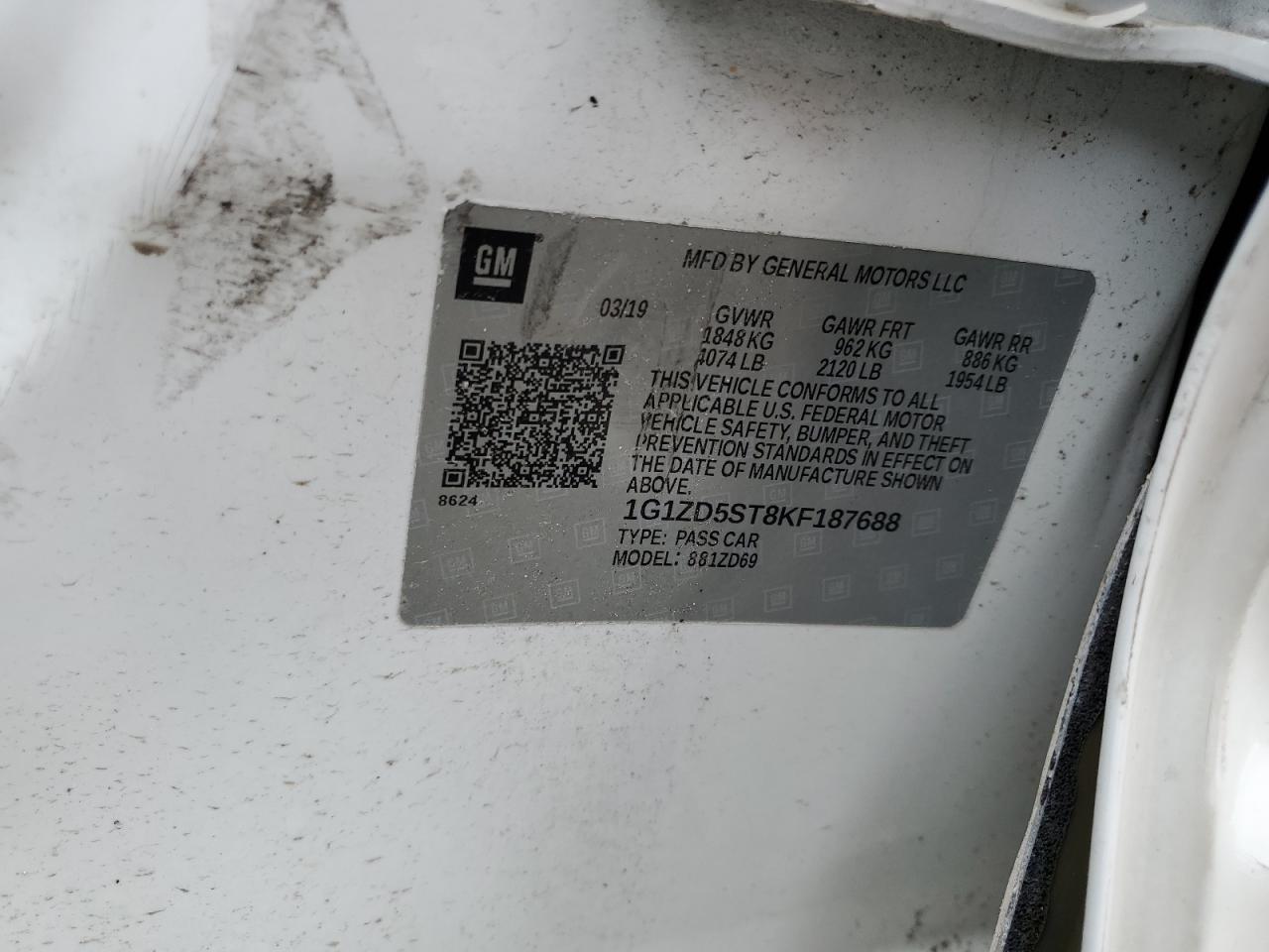 1G1ZD5ST8KF187688 CHEVROLET MALIBU 2019