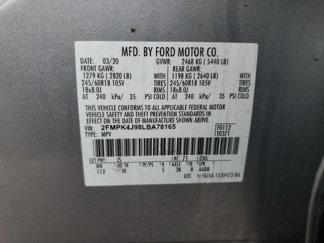 2020 FORD EDGE SEL 2FMPK4J98LBA78165  38986684