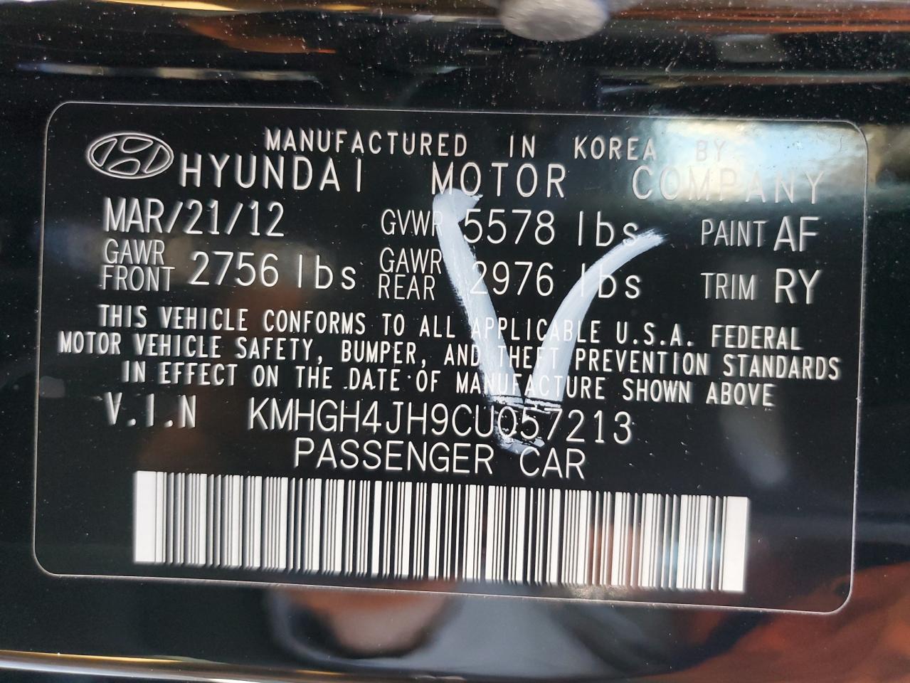 KMHGH4JH9CU057213 2012 Hyundai Equus Signature