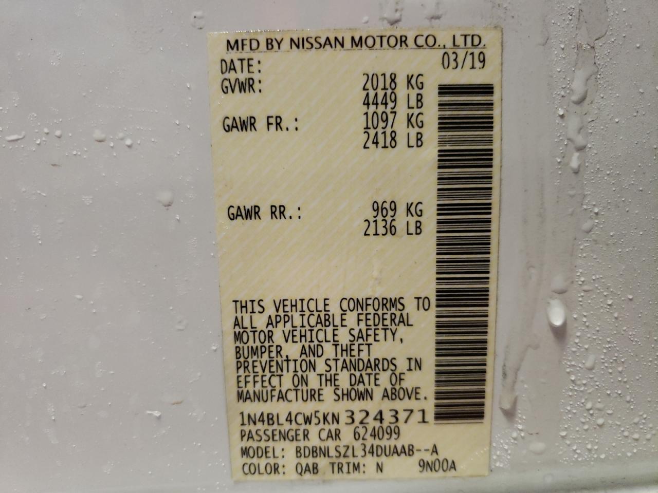 1N4BL4CW5KN324371 NISSAN ALTIMA 2019