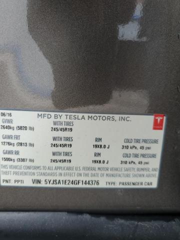 5YJSA1E24GF144376 | 2016 TESLA MODEL S