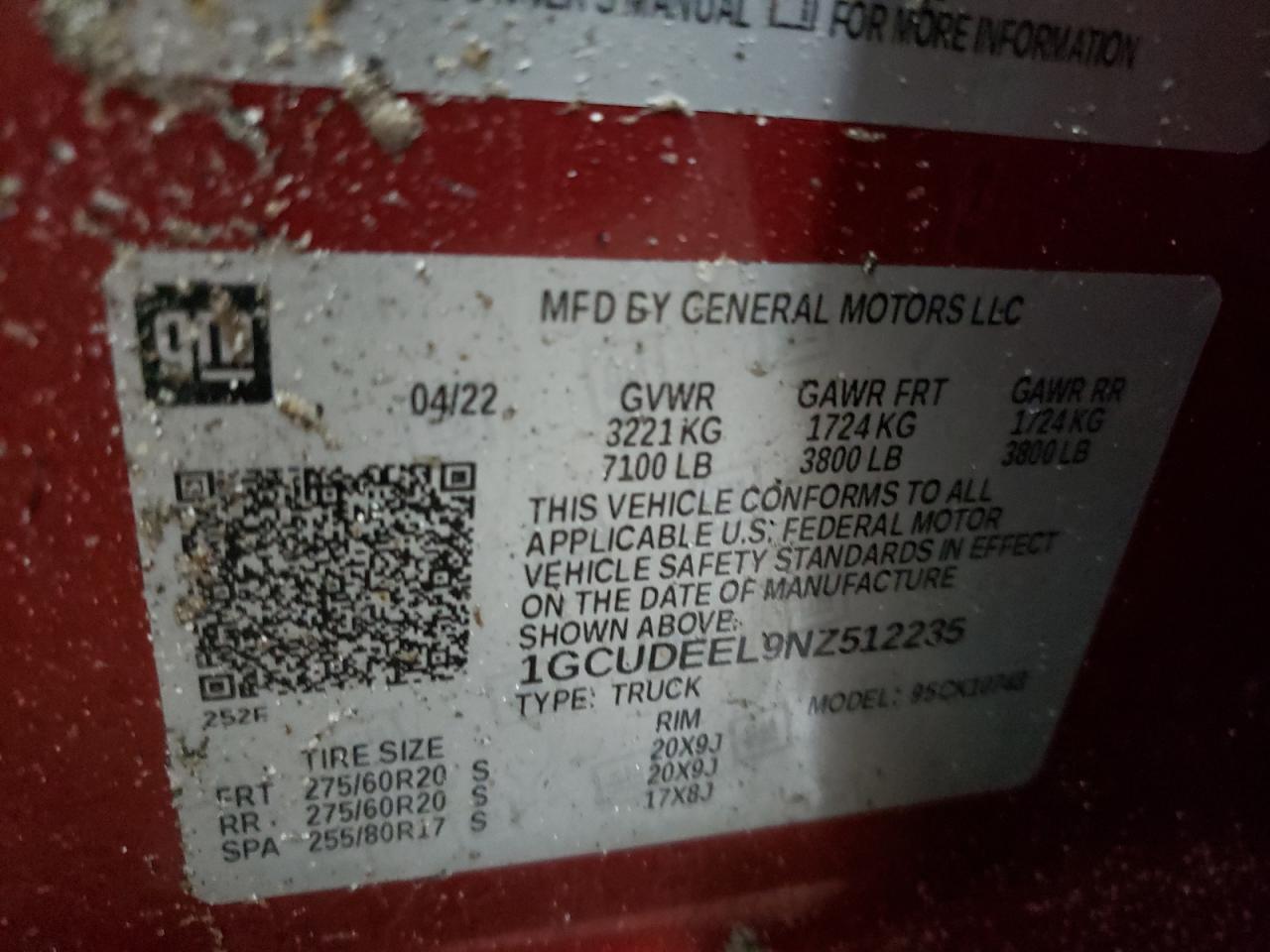 1GCUDEEL9NZ512235 CHEVROLET ALL Models 2022