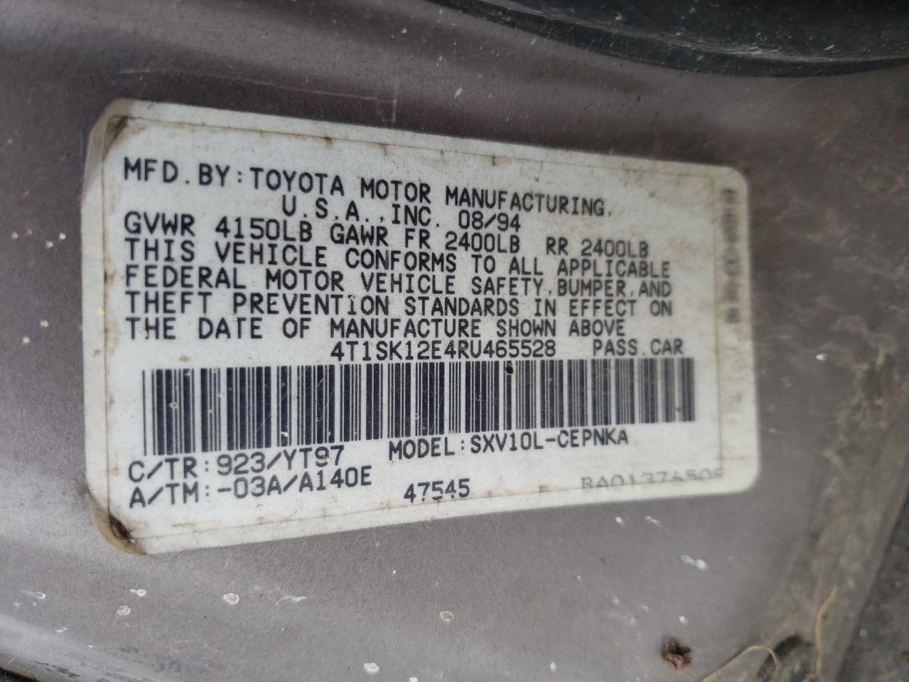 4T1SK12E4RU465528 1994 Toyota Camry Le