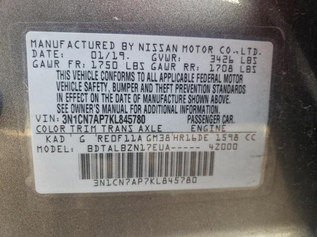 3N1CN7AP7KL845780 | 2019 NISSAN VERSA S