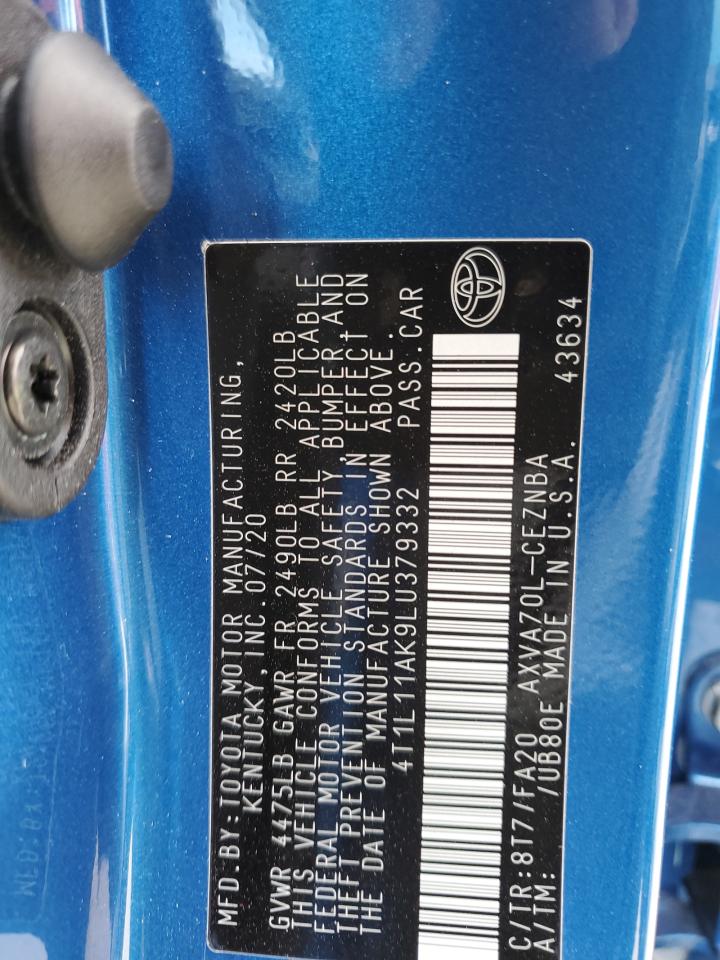 4T1L11AK9LU379332 TOYOTA CAMRY 2020