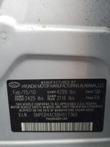 2011 Hyundai Sonata Gls VIN: 5NPEB4AC6BH017360 Lot: 82414733