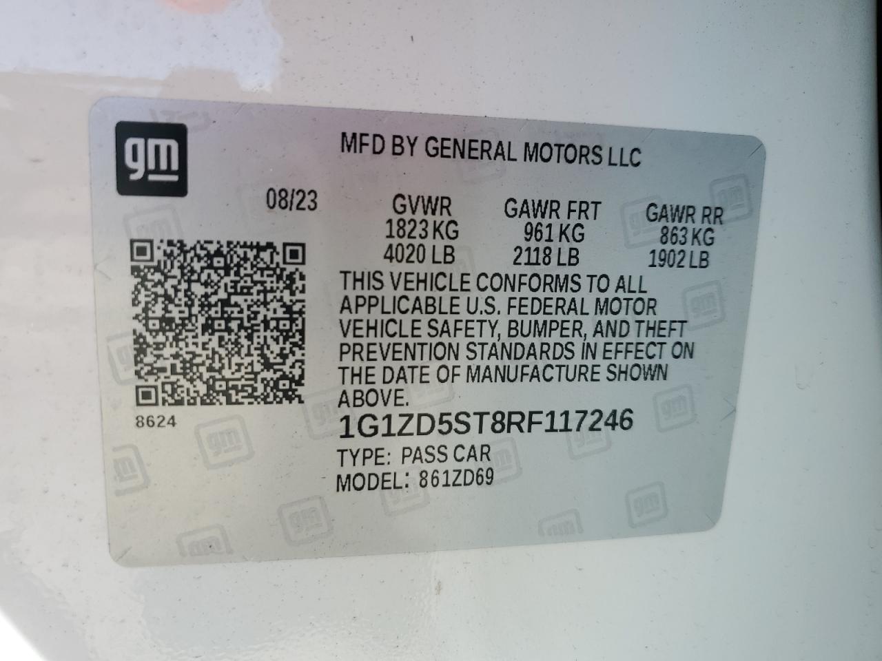 1G1ZD5ST8RF117246 CHEVROLET MALIBU 2024