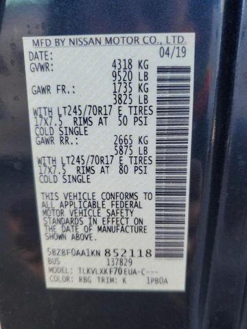 2019 NISSAN NV 3500 5BZBF0AA1KN852118