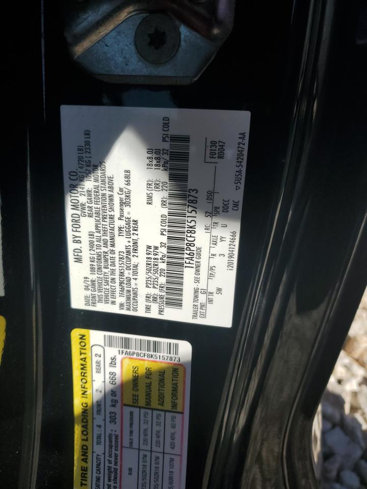 1FA6P8CF8K5157873 FORD MUSTANG 2019