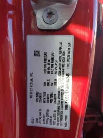 5YJ3E1EA6MF067845 | 2021 Tesla model 3