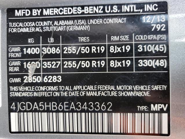 VIN 4JGDA5HB6EA343362 2014 Mercedes-Benz ML-Class, ... no.13