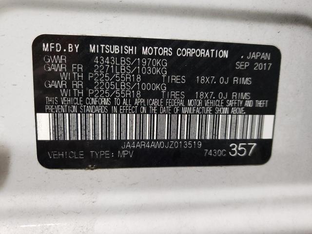 JA4AR4AW0JZ013519 | 2018 MITSUBISHI OUTLANDER