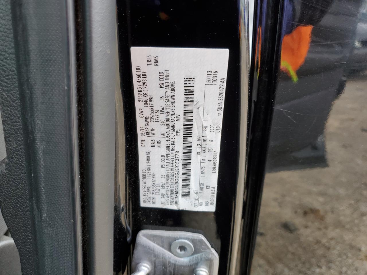 1FMCU9GD6JUC53778 FORD ESCAPE 2018