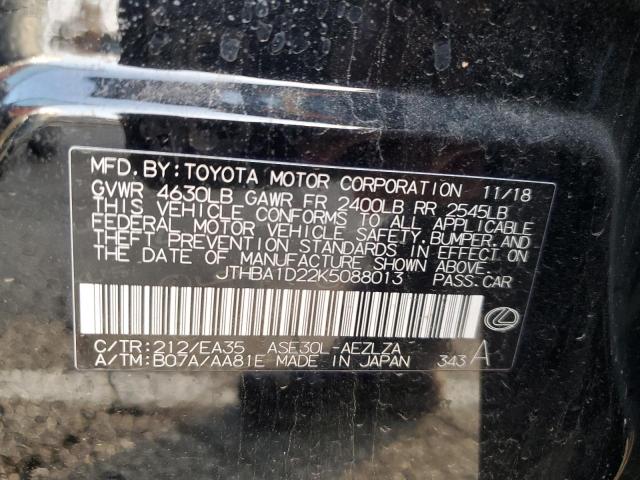 JTHBA1D22K5088013 | 2019 LEXUS IS 300