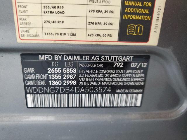 VIN WDDNG7DB4DA503574 2013 Mercedes-Benz S-Class, 550 no.12