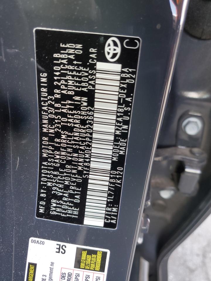 5YFB4MDE2PP023662 TOYOTA COROLLA 2023