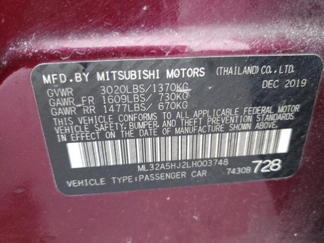 2020 MITSUBISHI MIRAGE LE ML32A5HJ2LH003748