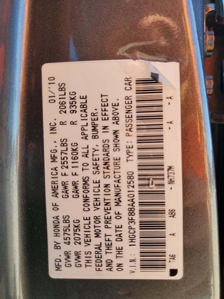 1hgcp3f88aa012580 1HGCP3F88AA012580 2010 Honda Accord Exl