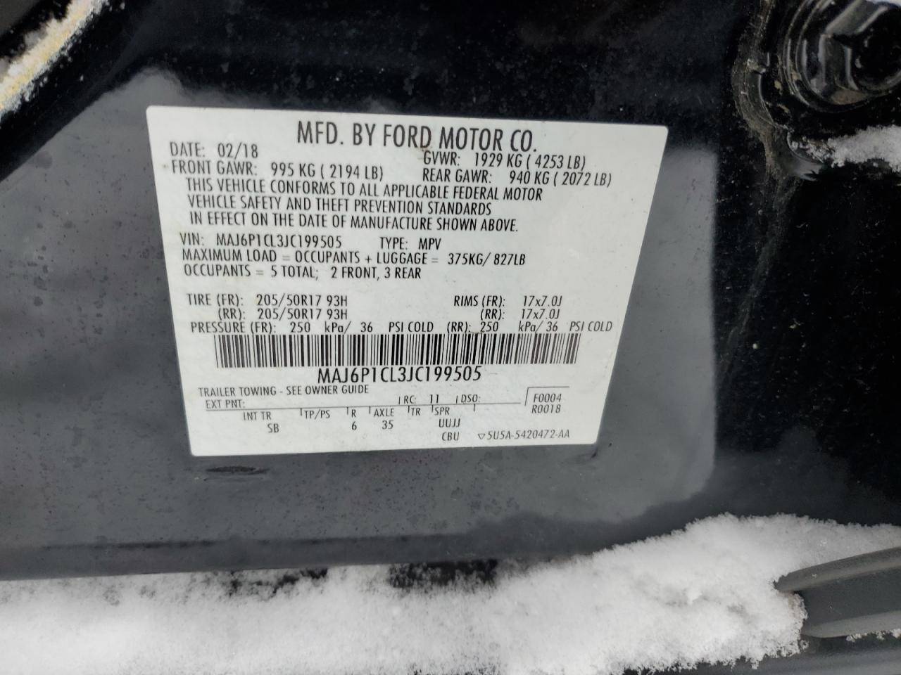 MAJ6P1CL3JC199505 FORD ECOSPORT 2018