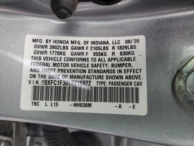 19XFC1F30LE216922 2020 Honda Civic Ex