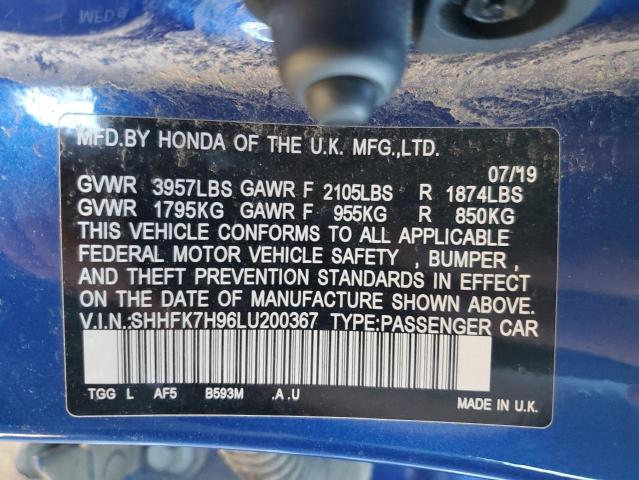 2020 HONDA CIVIC SPOR - SHHFK7H96LU200367