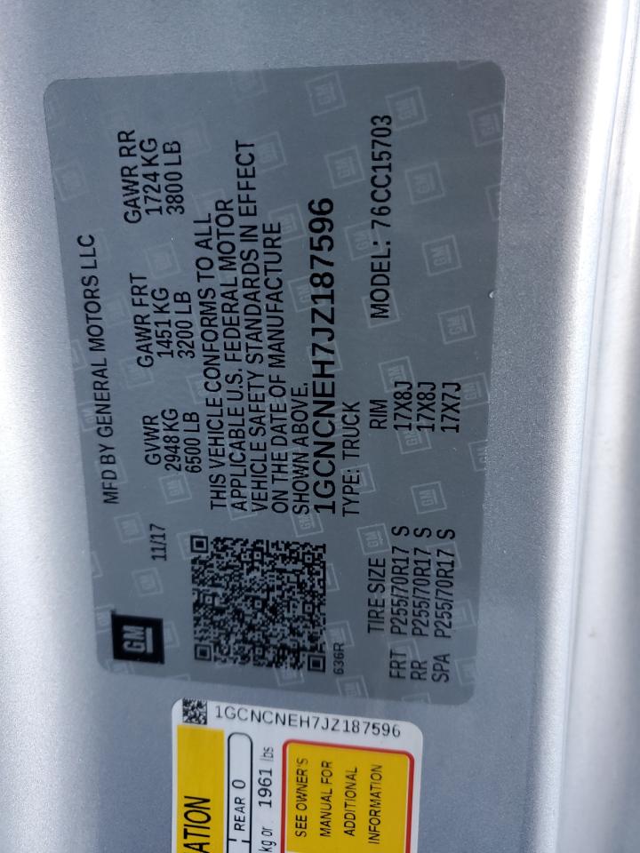 1GCNCNEH7JZ187596 CHEVROLET ALL Models 2018