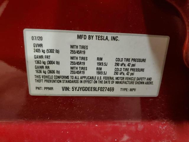 5YJYGDEE9LF027469 | 2020 TESLA MODEL Y