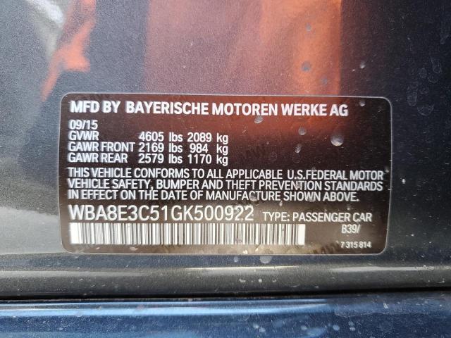 WBA8E3C51GK500922 | 2016 BMW 328 XI SUL