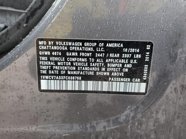 2015 VOLKSWAGEN PASSAT SEL - 1VWCV7A3XFC038758