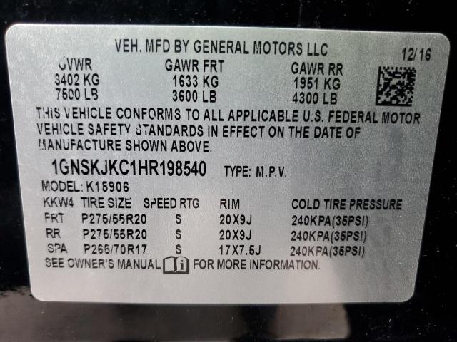 1GNSKJKC1HR198540 | 2017 Chevrolet suburban k1500 premier