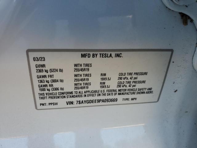 7SAYGDEE9PA093669 | 2023 TESLA MODEL Y