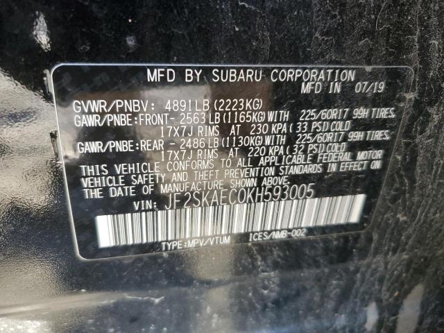 JF2SKAEC0KH593005 | 2019 SUBARU FORESTER P