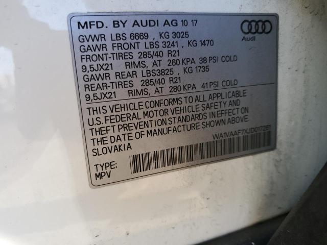 VIN WA1VAAF7XJD017261 2018 Audi Q7, Prestige no.12