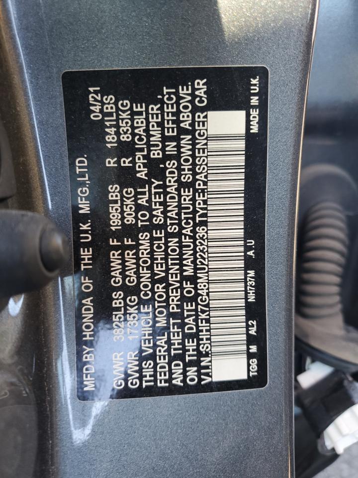 SHHFK7G48MU223236 HONDA CIVIC 2021