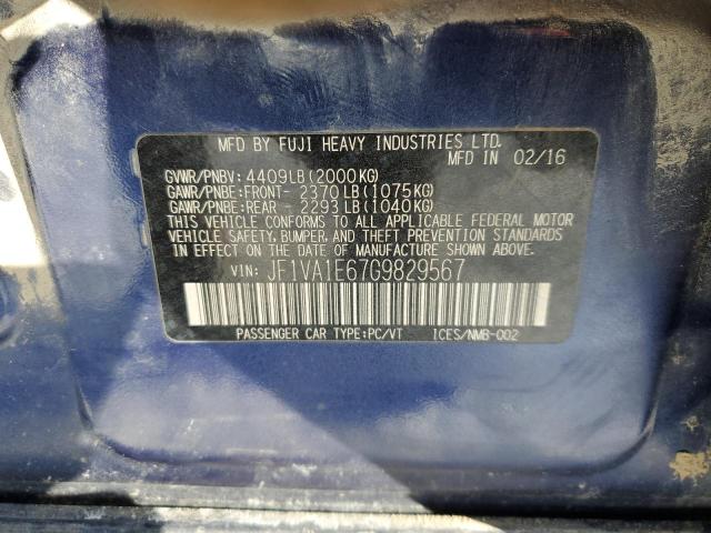 2016 SUBARU WRX PREMIU JF1VA1E67G9829567