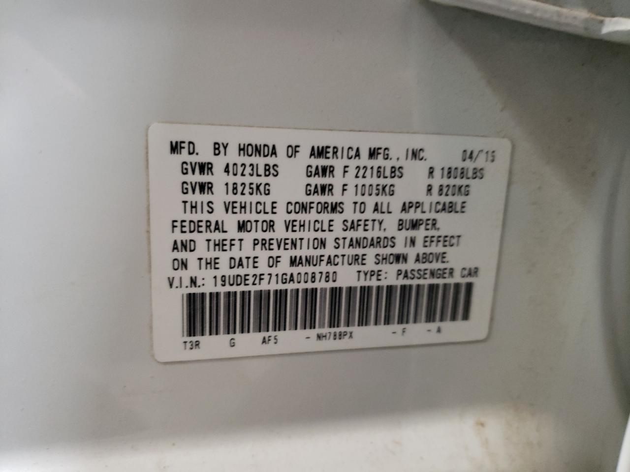 19UDE2F71GA008780 2016 Acura Ilx Premium