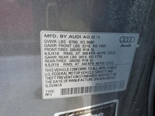 2013 Audi Q7 Premium Plus VIN: WA1LGAFE4DD016020 Lot: 38268644