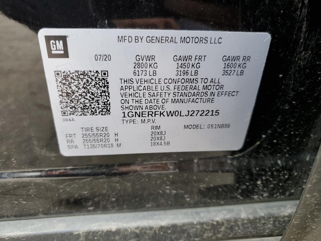 1GNERFKW0LJ272215 CHEVROLET TRAVERSE 2020