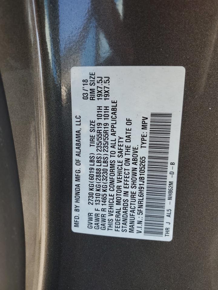 5FNRL6H91JB105265 HONDA ODYSSEY 2018