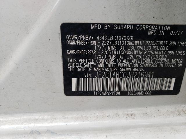 JF2GTABC0JH216941 | 2018 SUBARU CROSSTREK