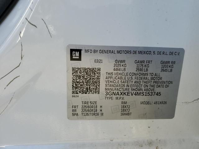 3GNAXKEV4MS153745 | 2021 CHEVROLET EQUINOX LT