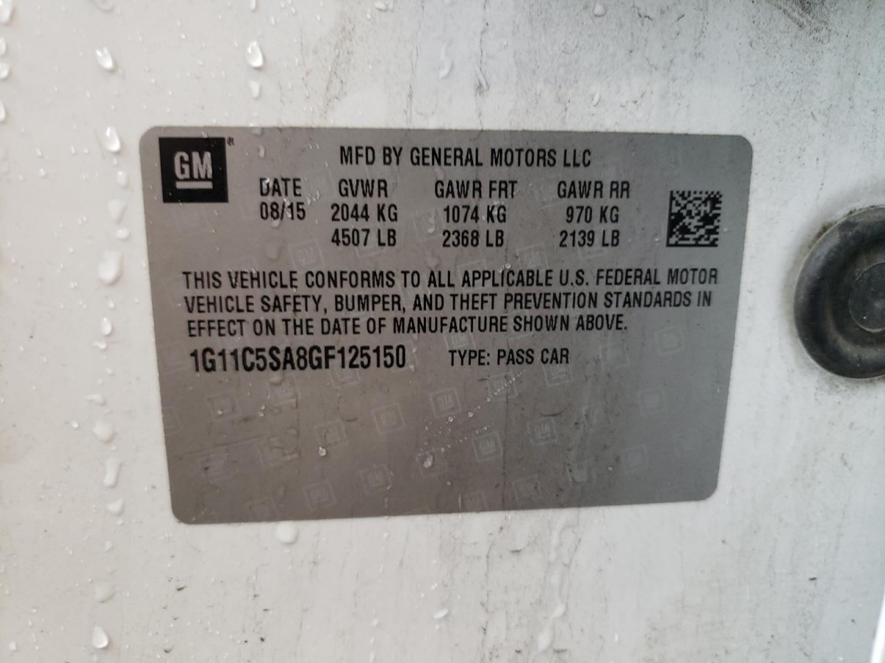 1G11C5SA8GF125150 CHEVROLET MALIBU 2016