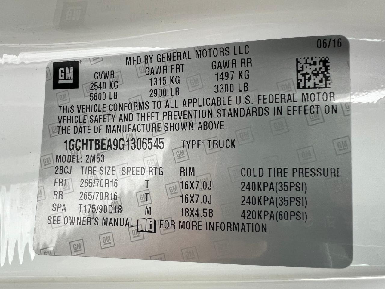 1GCHTBEA9G1306545 CHEVROLET COLORADO 2016