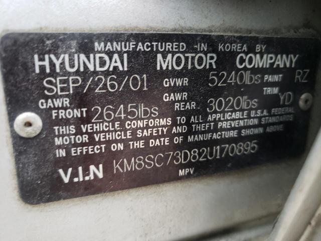 2002 Hyundai Santa Fe Gls VIN: KM8SC73D82U170895 Lot: 39746454