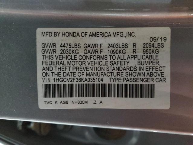 1HGCV2F36KA035104 2019 Honda Accord Sport